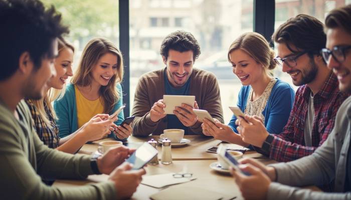 pessoas fazendo uso de redes sociais uma excelente forma de divulgar o seu blog de nicho