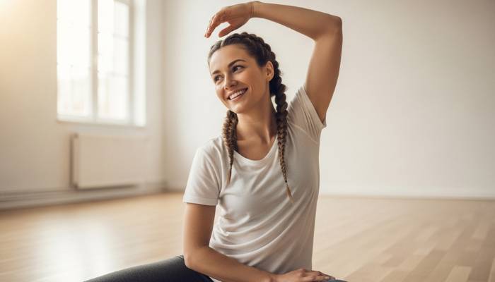 mulher se sentindo bem fazendo exercícios. Este é um dos nichos possíveis para se fazer un blog de nicho